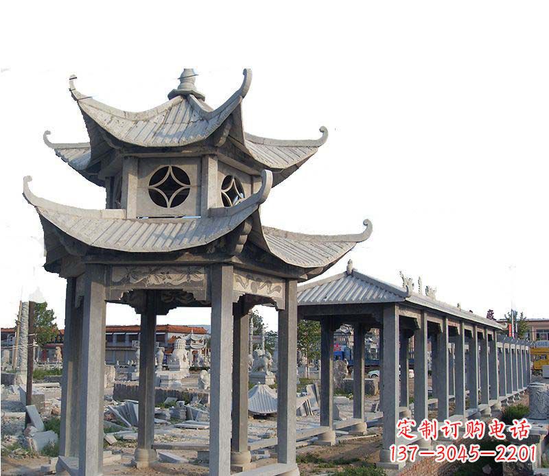 海南双层仿古凉亭石雕