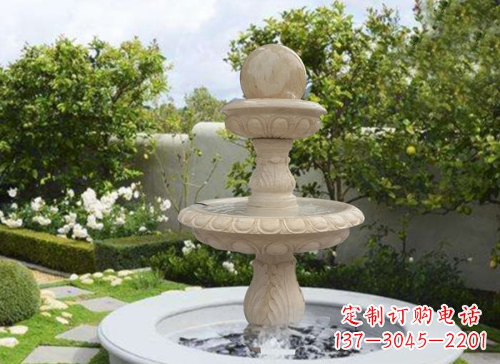 海南双层风水球喷泉别墅石雕
