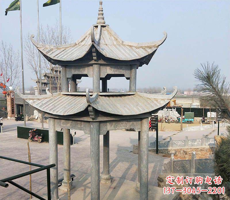 海南双层户外凉亭石雕