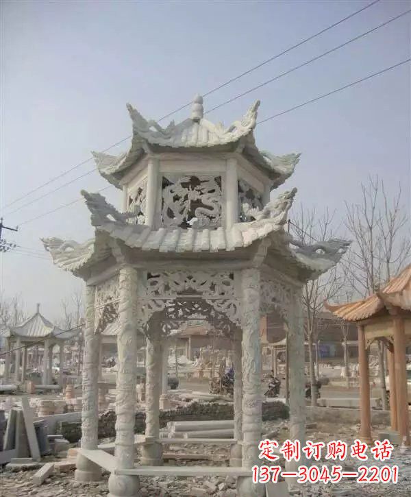 海南双层凉亭石雕