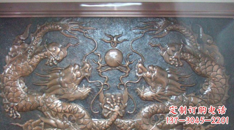海南双龙戏珠锻铜浮雕