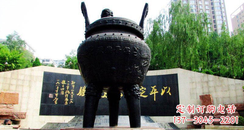 海南双龙戏珠广场香炉铜雕景观雕塑