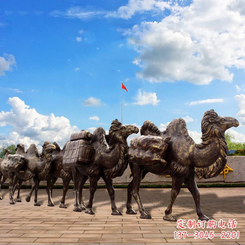 海南丝绸之路骆驼队仿铜景观雕塑