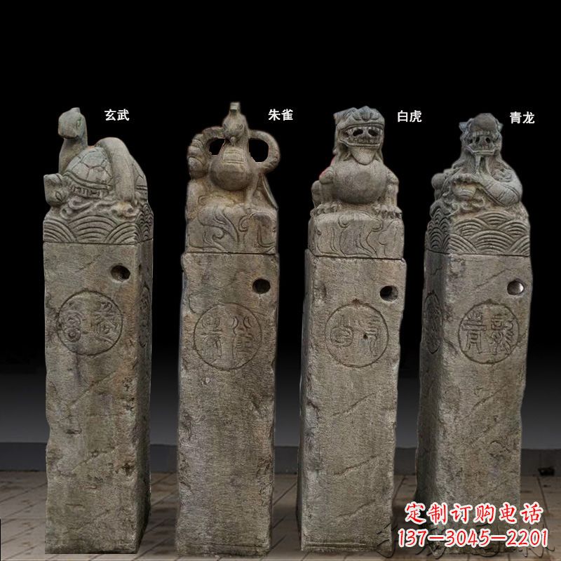 海南四神兽拴马桩石雕
