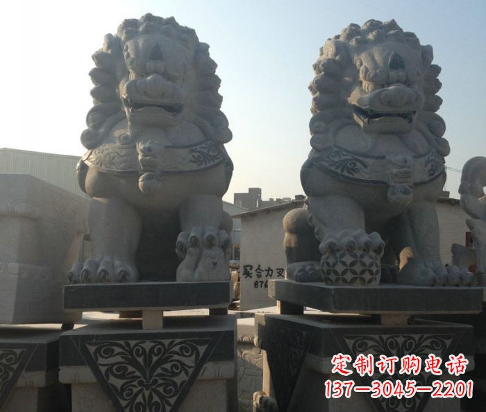 海南寺庙景观仿古石狮子 (2)