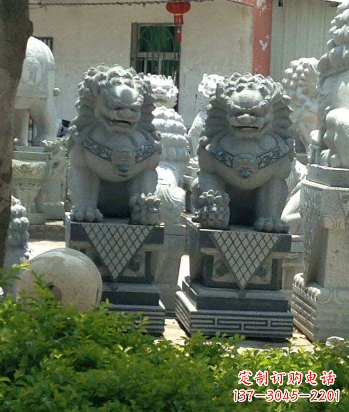 海南寺庙景观仿古石狮子