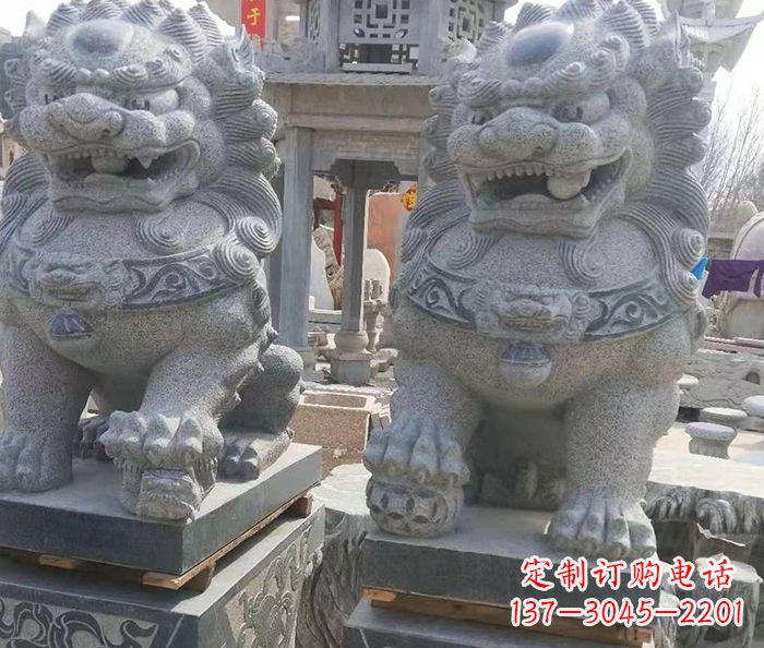 海南寺庙景观仿古石狮子 (3)