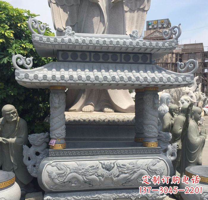 海南寺庙景观仿古香炉石雕 (2)