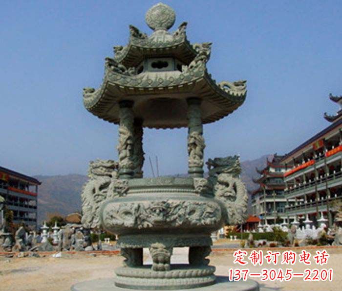 海南寺庙景观仿古石香炉