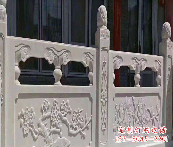 海南寺庙景观汉白玉石浮雕栏板 (2)