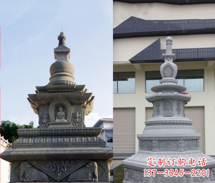 海南寺庙景观舍利塔石雕 (3)