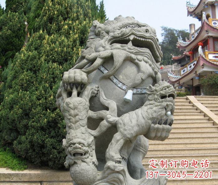 海南寺庙景观狮子石雕