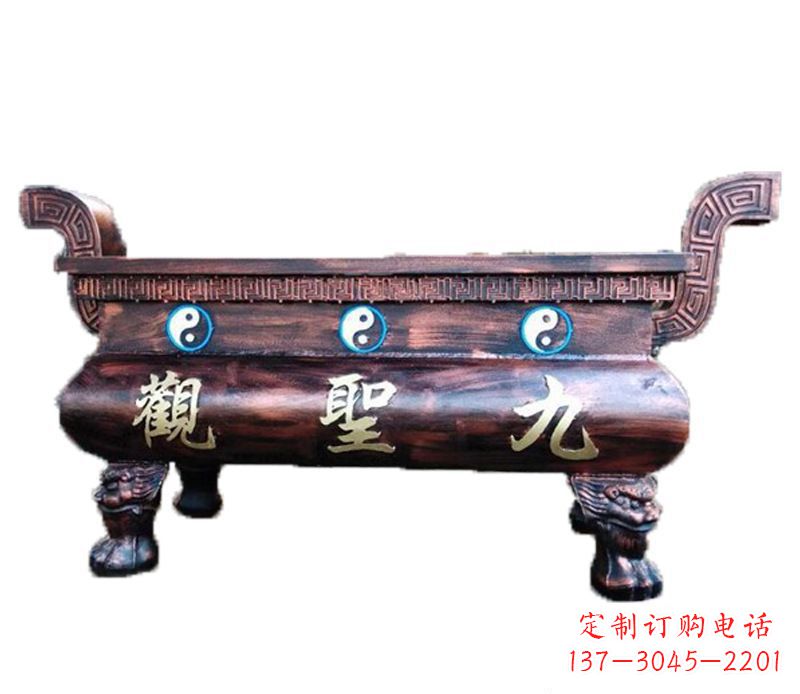 海南寺庙九龙香炉铜雕