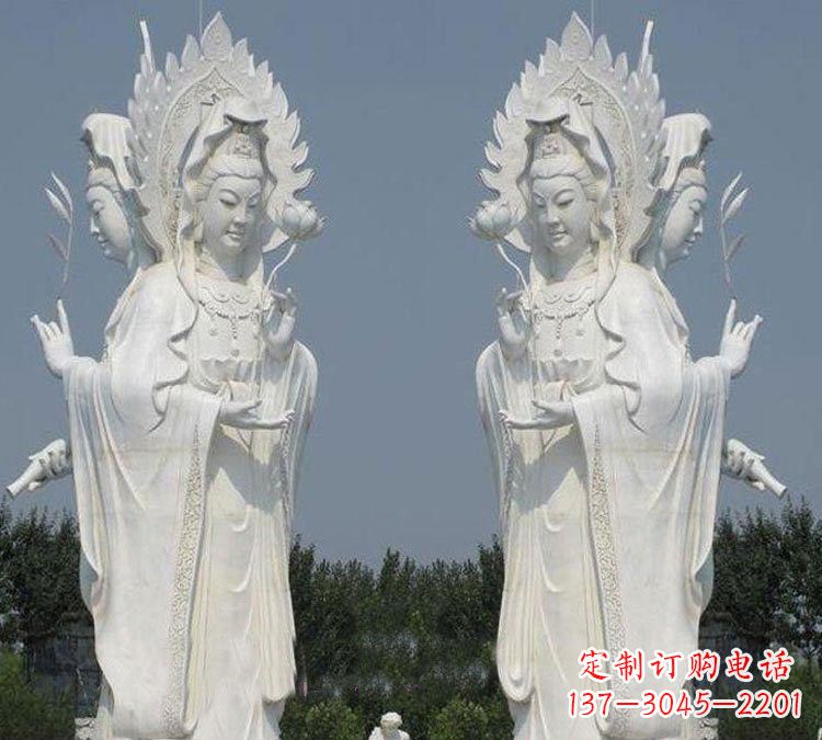 海南寺庙三面观音菩萨雕塑