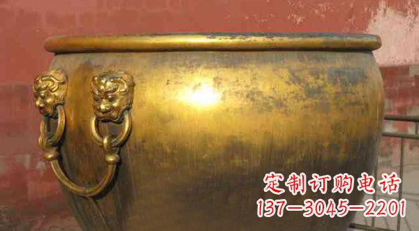 海南寺庙水缸铜雕 (2)