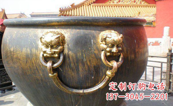 海南寺庙水缸铜雕 (3)