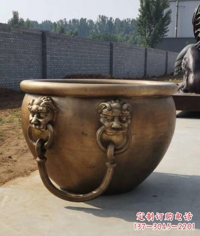 海南寺庙铜雕水缸