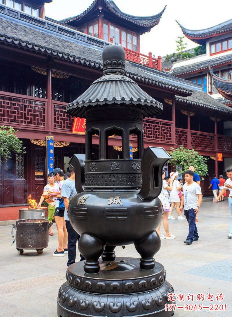 海南寺庙铜香炉铜雕 (2)