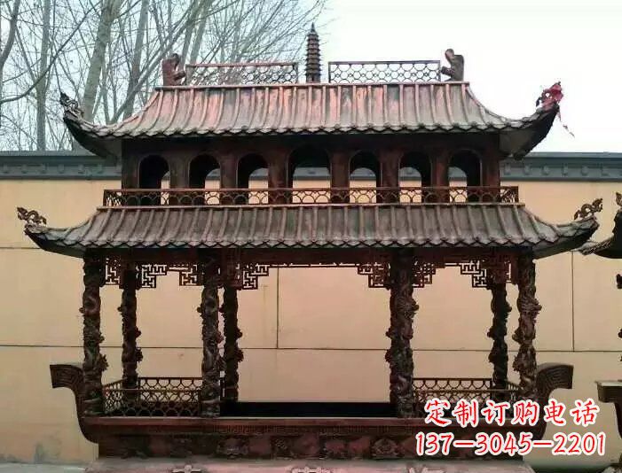 海南寺庙香炉铜雕 (3)