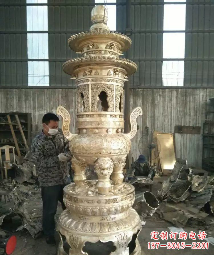 海南寺庙香炉铜雕 (5)