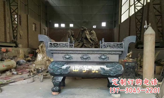 海南寺庙香炉铜雕_2