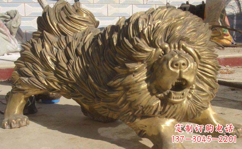 海南松狮犬动物铜雕
