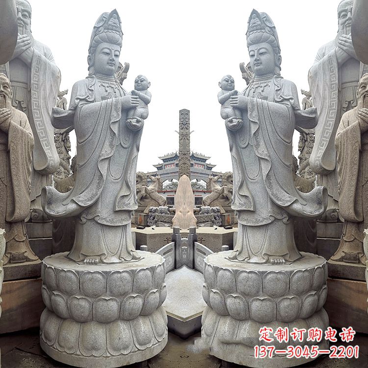 海南送子观音青石雕塑