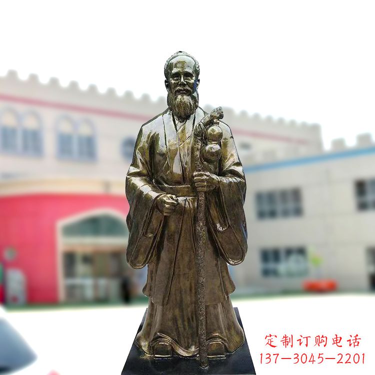 海南孙思邈仿铜玻璃钢雕塑-医院著名医学人物雕像