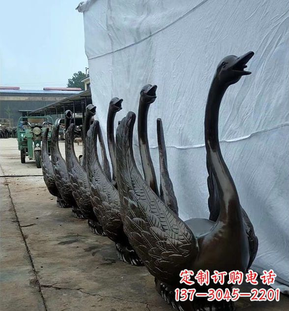 海南天鹅喷泉铜雕,园林喷泉水景流水组件