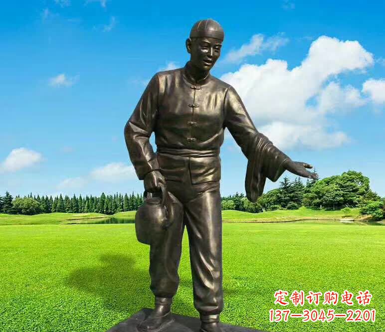 海南铜雕店小二人物雕塑1