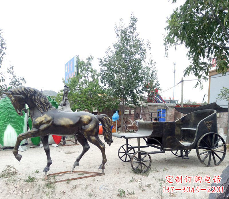 海南铜雕古代战马景观摆件