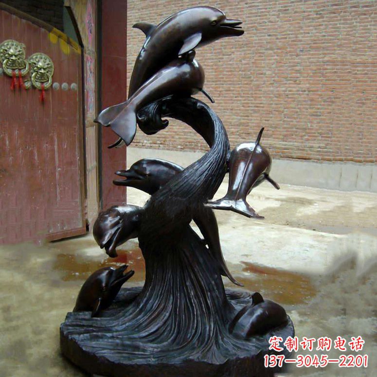 海南铜雕海豚景观雕塑