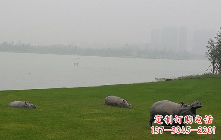 海南铜雕河马公园动物雕塑