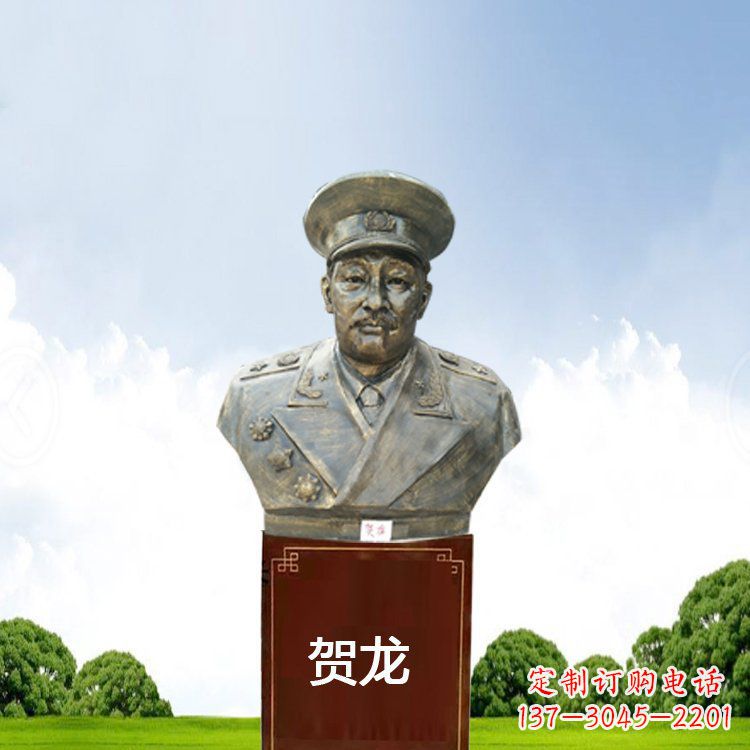 海南铜雕贺龙头像