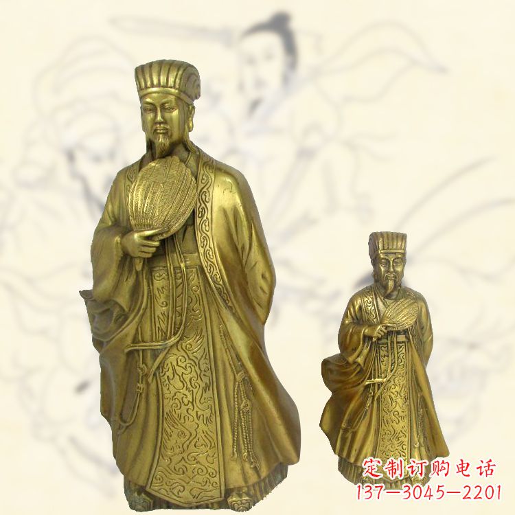 海南铜雕名人诸葛亮雕像-纯铜铸造三国人物雕塑