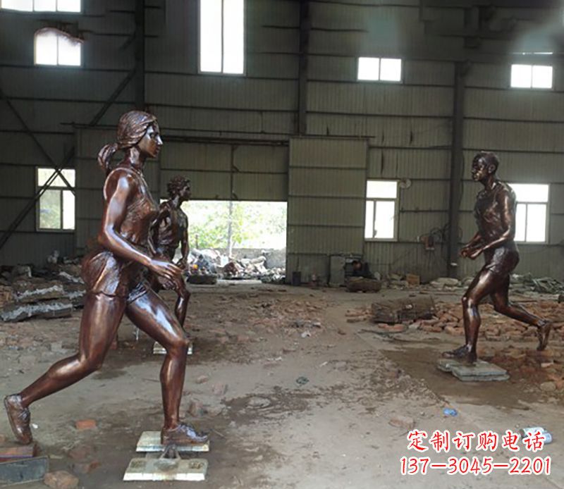 海南铜雕跑步女生