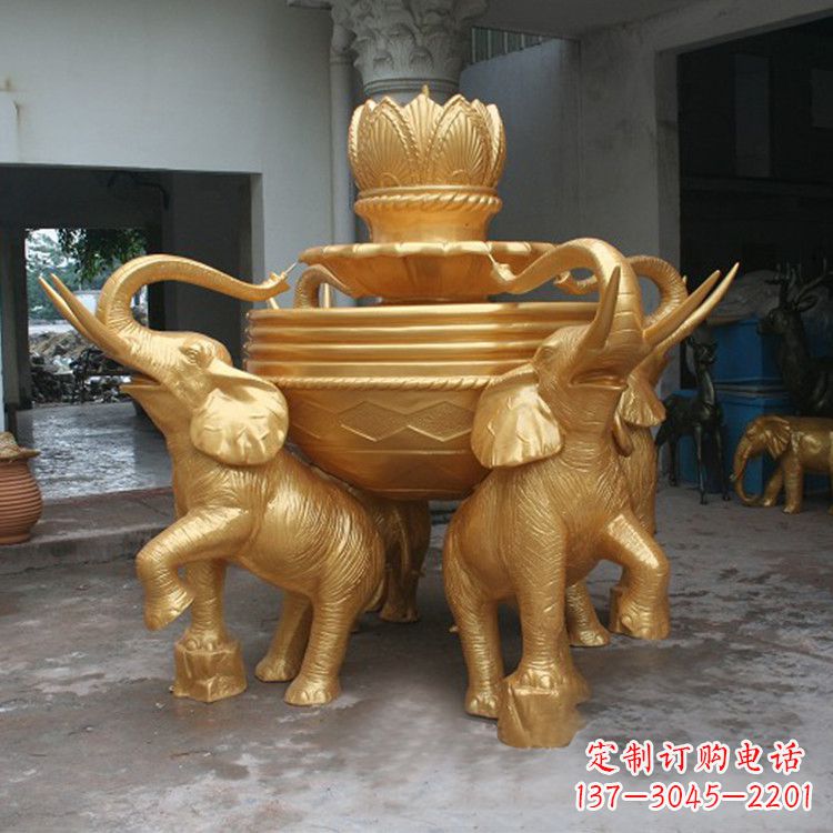 海南铜雕喷水大象雕塑