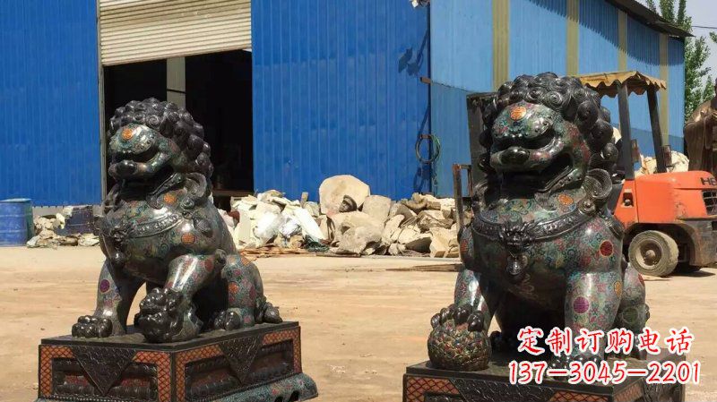 海南铜雕企业招财狮子雕塑摆件