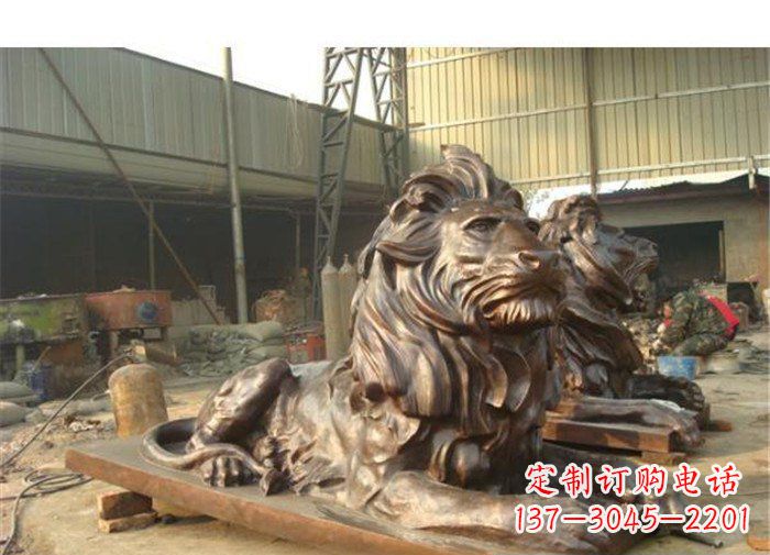 海南铜雕狮子公司门口雕塑