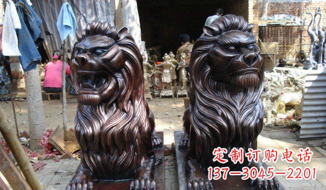 海南铜雕狮子公司门口雕塑 (2)