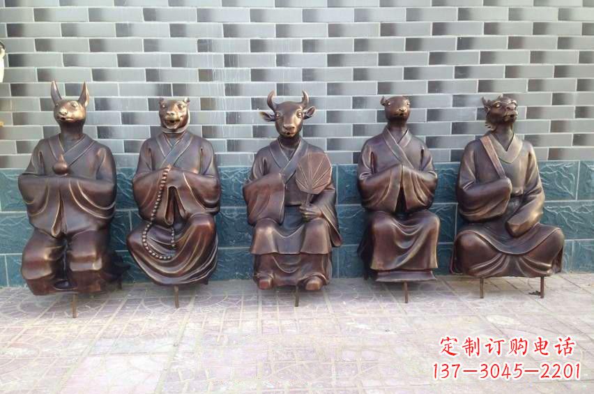 海南铜雕兽首人身十二生肖雕塑