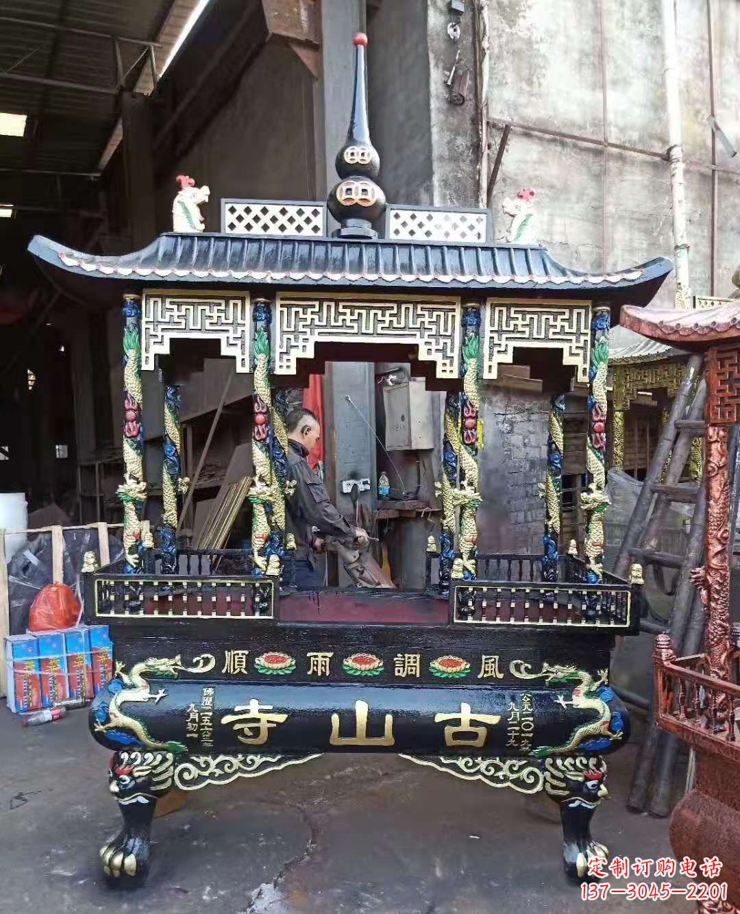 海南铜雕香炉寺庙景观雕塑