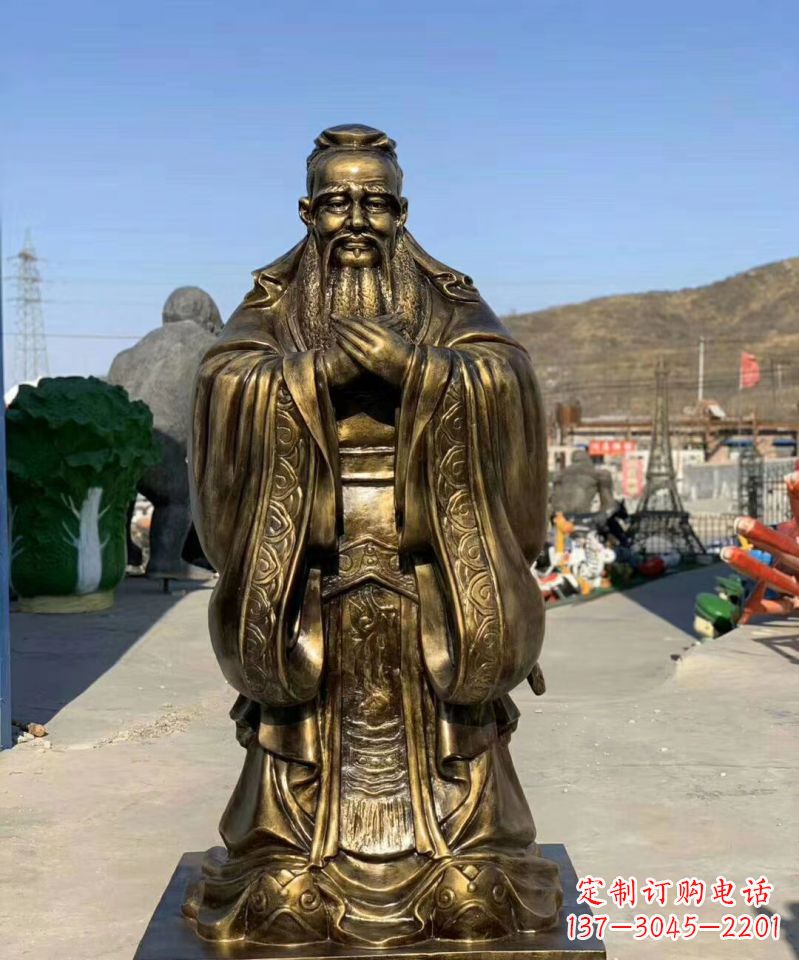 海南铜雕学校孔子人物雕塑