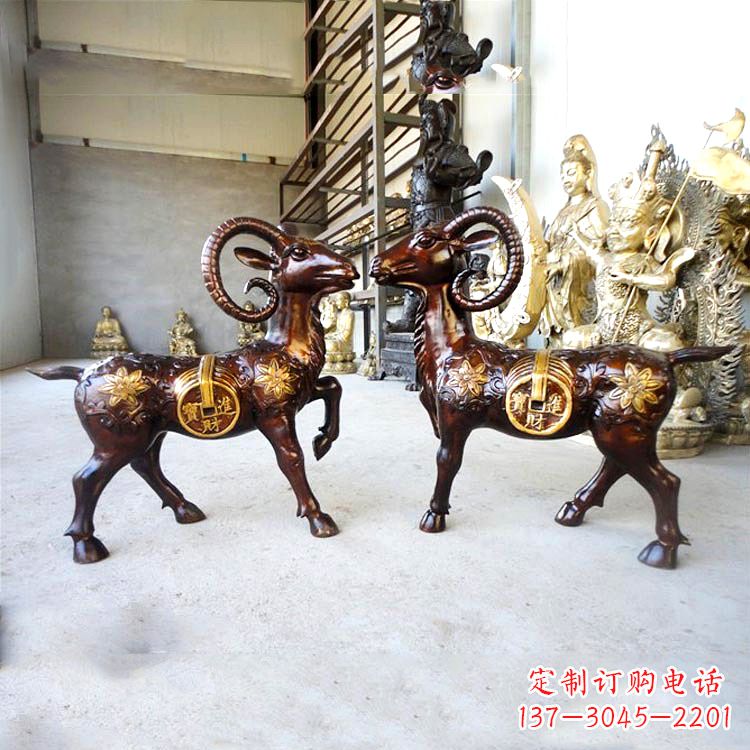 海南铜雕招财山羊