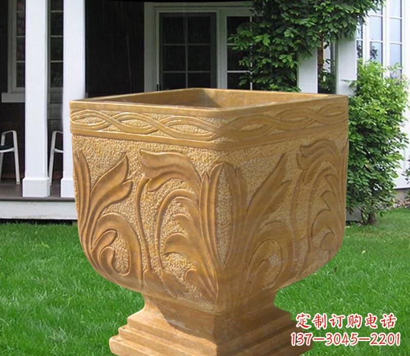 海南晚霞红雕刻景观花盆雕塑