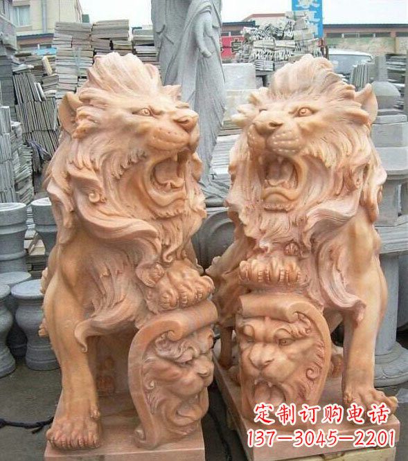 海南晚霞红盾牌欧式狮子