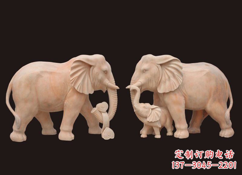 海南晚霞红母子大象雕塑