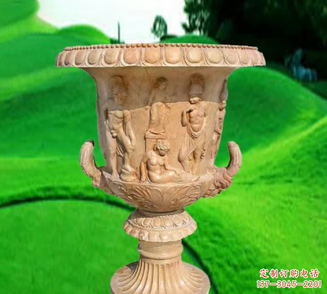 海南晚霞红欧式花盆石雕