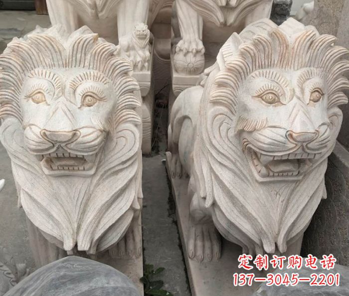 海南晚霞红欧式狮子石雕 (2)