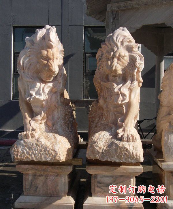 海南晚霞红欧式狮子石雕